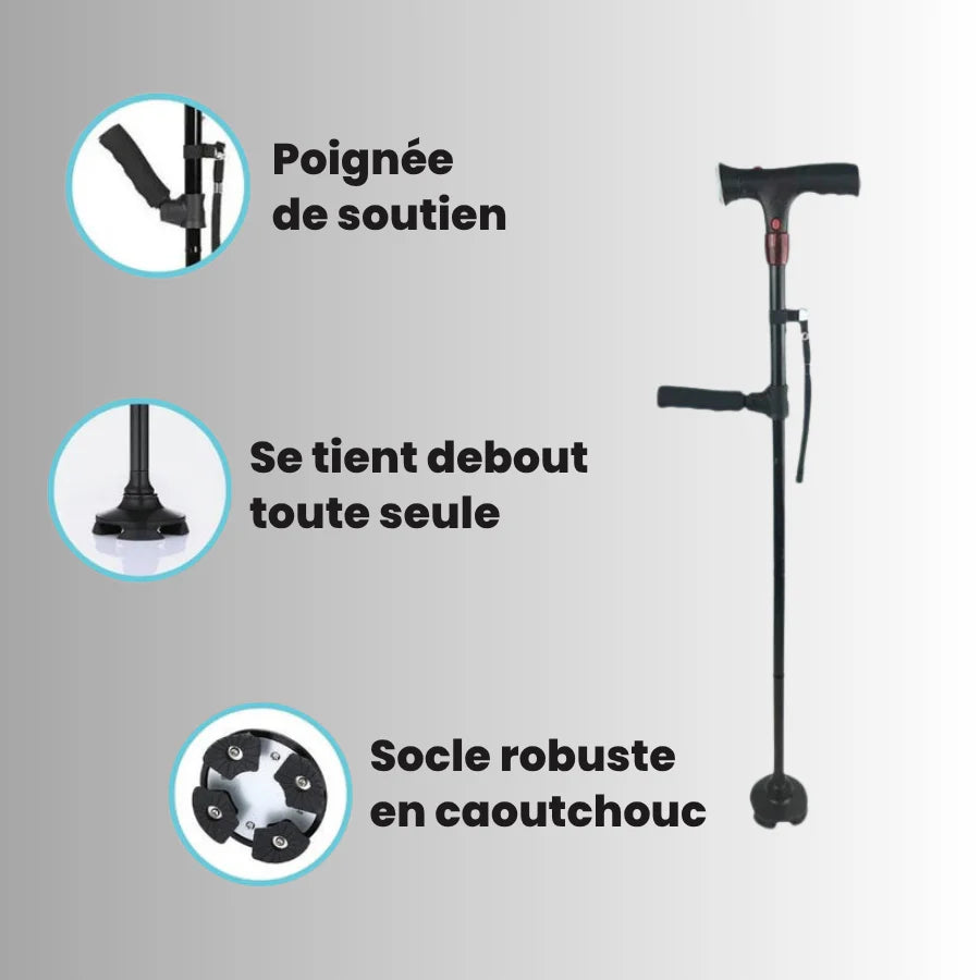 Canne de soutien avec lampe torche intégrée