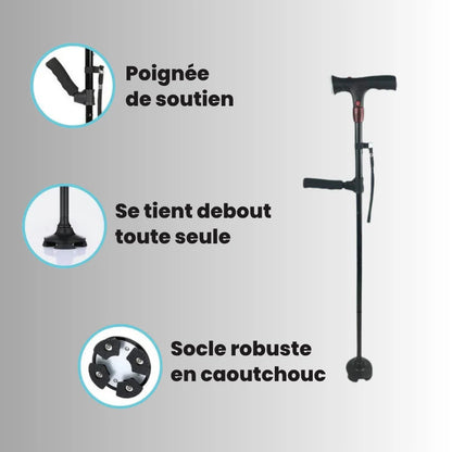 Canne de soutien avec lampe torche intégrée