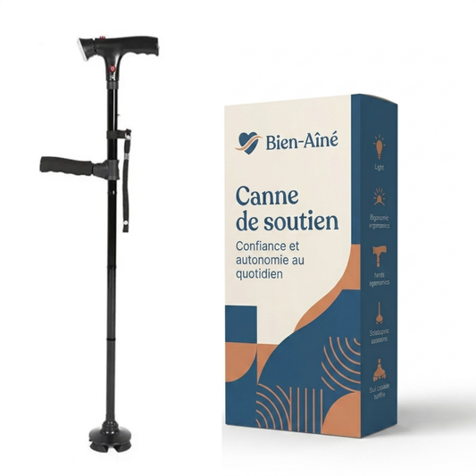 Canne de soutien avec lampe torche intégrée
