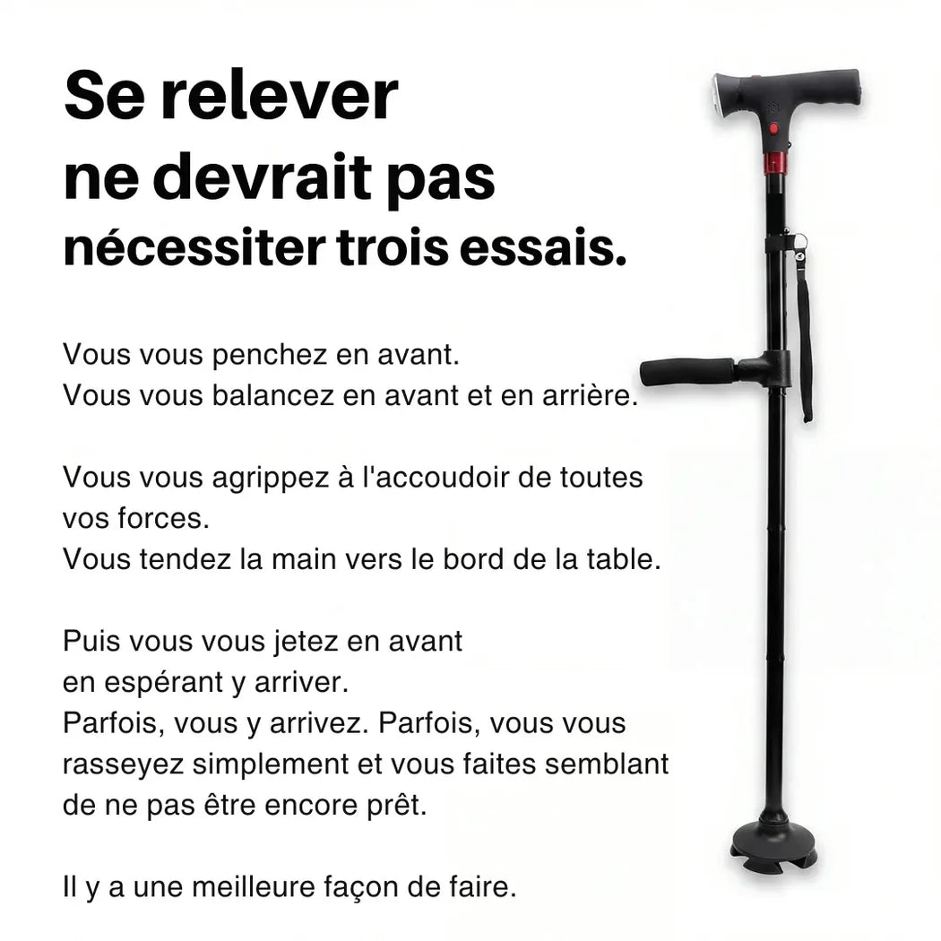 Canne de soutien avec lampe torche intégrée