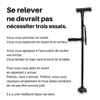 Canne de soutien avec lampe torche intégrée