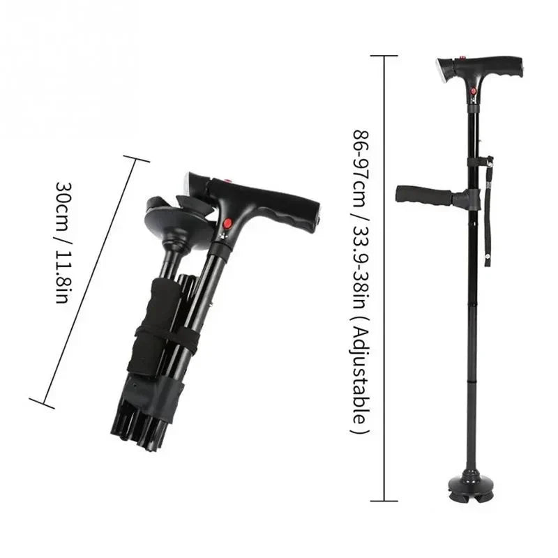 Canne de soutien avec lampe torche intégrée